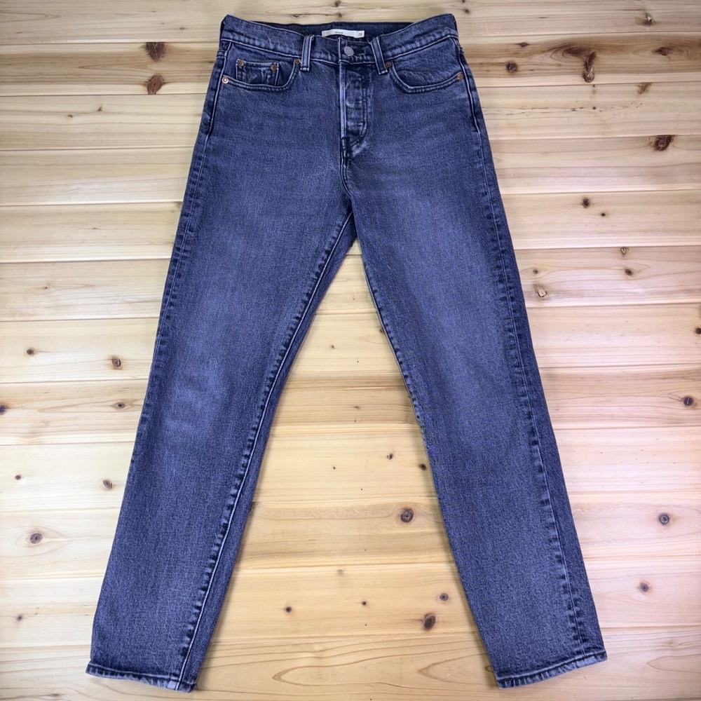 Levis Jeans Womens 26 Black Wash Wedgie Straight Leg High Rise Button Fly Denim